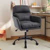 Ridstar Faux Leather Office Chair with Black Base & Height Adjustment for Office & Bedroom-Black - 2 of 4