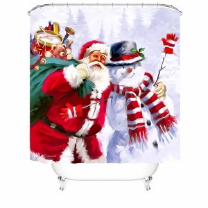 Santa Claus And Snowman Shower Curtains for Bathroom Waterproof Fabric Bath Curtain Durable Soft Stylish Bathroom Decor 72x72 Inch - 1 of 1