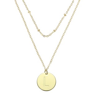 Unique Bargains Women's Gold Tone Disc Pendant Letter Necklace - 1 of 4