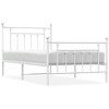 vidaXL Metal Bed Frame with Headboard and Footboard White 39.4 in.x74.8 in. Twin - 2 of 4