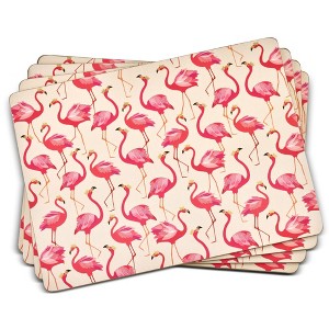 Pimpernel Sara Miller London Flamingo Collection Placemats, Set of 4 – (15.7" x 11.7") Cork-Backed Table Mats Featuring Tropical Pink Bird Artwork - 1 of 4