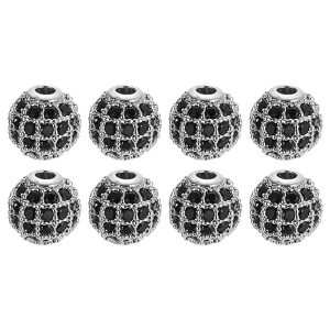 Unique Bargains Round Brass Rhinestone DIY Bracelets Earrings Charm Spacer Beads 8 Pcs - 1 of 4