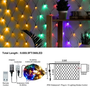 BestParts 360 LED Christmas Mesh Net Lights, Outdoor Connectable Net Fairy String Lights with 8 Modes and Timer, 9.8x6.5ft, Warm White - 1 of 1
