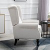 Okak Accent Chair Button-Tufted Living Room Chair with Upholstered Rounded Cushion High Wingback Armchair with Wood Legs for Lounge Bedroom - 2 of 4