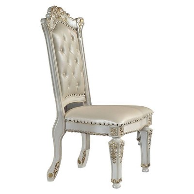 Acme Furniture 23" Vendome Dining Chairs Synthetic Leather & Antique Pearl Finish: Nailhead Trim, Wood Frame, Armless Design