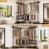 Aheaplus Garment Rack with Wood Shelves - 2 of 4