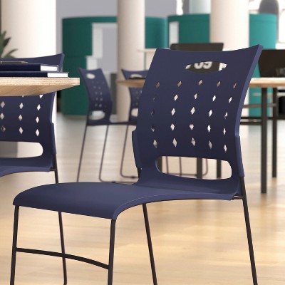 Navy Metal Ergonomic Stackable Chairs with Air-Vent Back, Set of 5