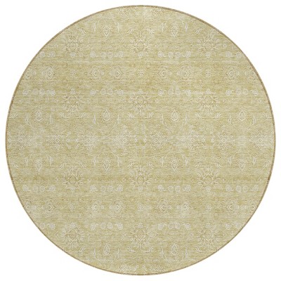 Beige Tan And Ivory Floral Washable Indoor Outdoor Area Rug