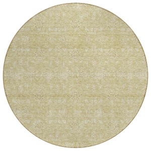 Beige Tan And Ivory Floral Washable Indoor Outdoor Area Rug - 1 of 4