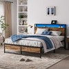 Metal Bed Frame with Headboard Shelf, Charging, LED - 2 of 4