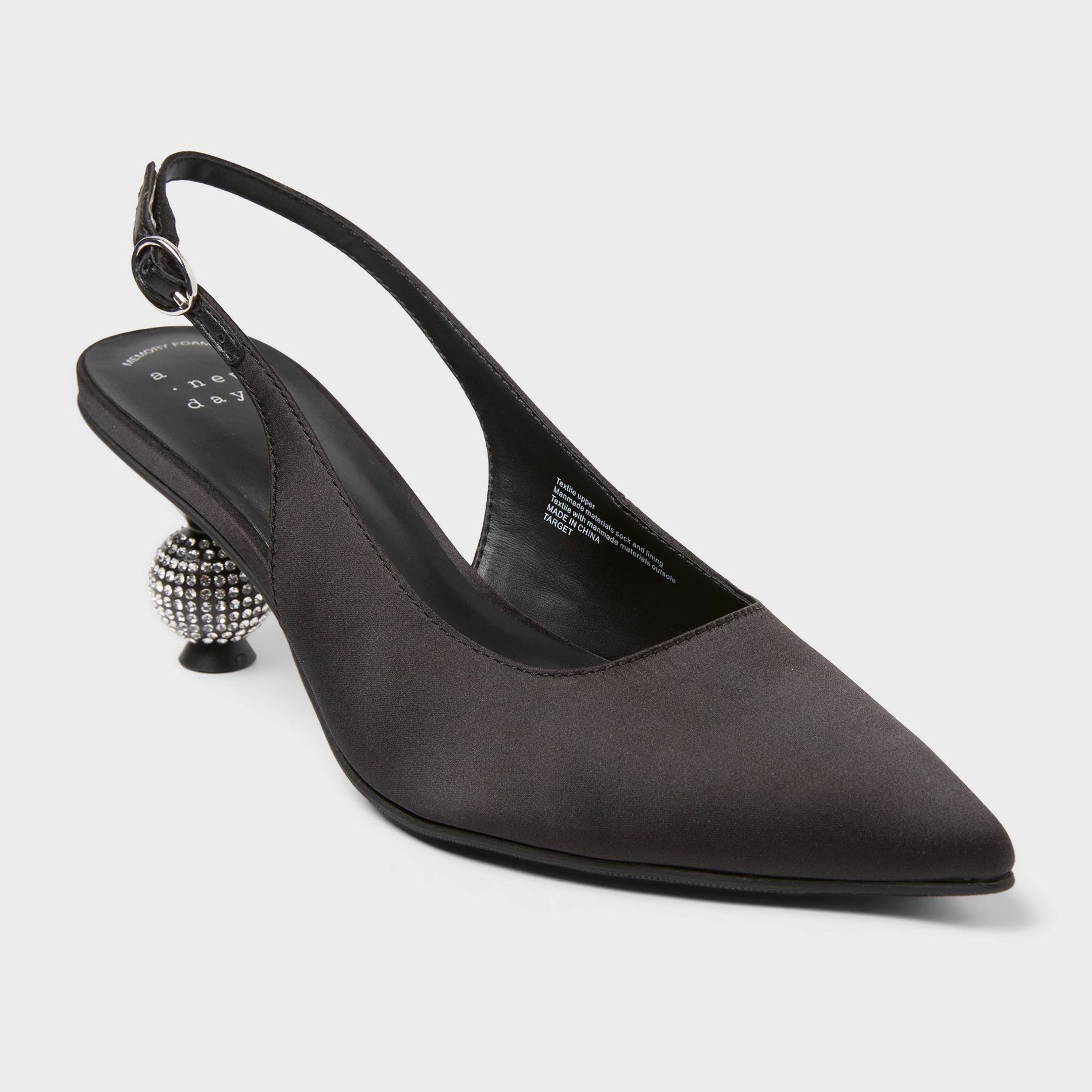 Women’s Simone Rhinestone Ball Heels - A New Day™ Black