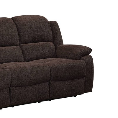 Kalen 78'' Velvety Brown Chenille Reclining Sofa with Cup Holders
