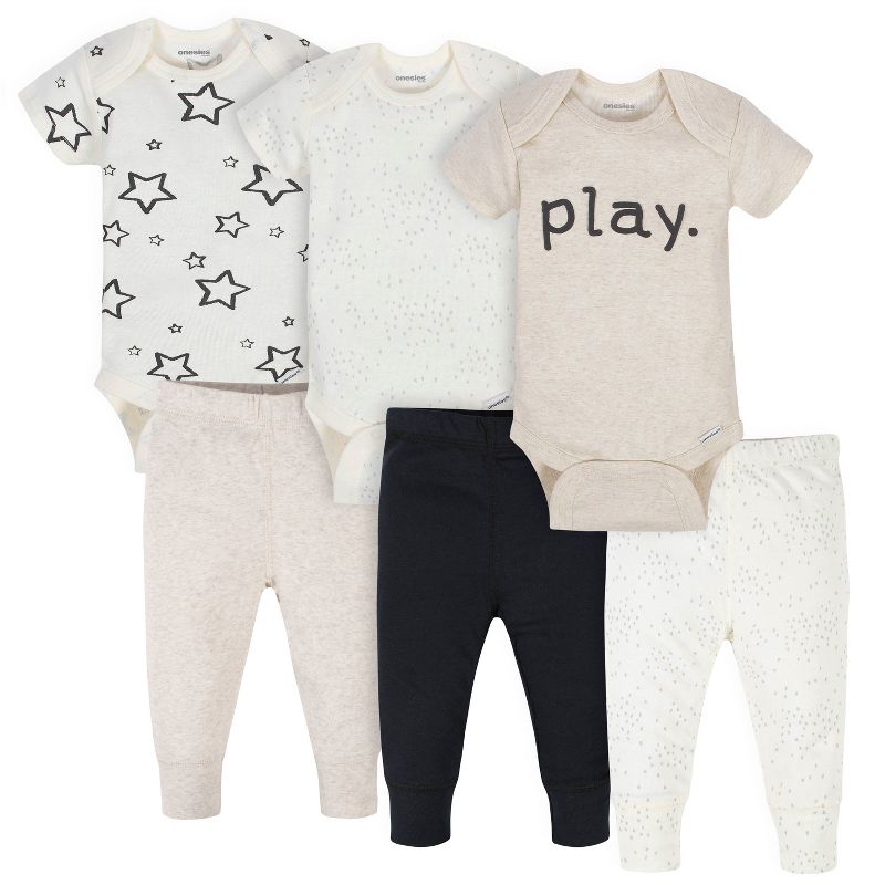 Onesies® Brand Baby Neutral Bodysuits & Pants 6-Piece Set, Play, 1 of 10