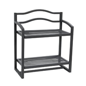 Household Essentials 2 Tier Metal Wall Mount Bathroom Storage Rack Gray - 1 of 4