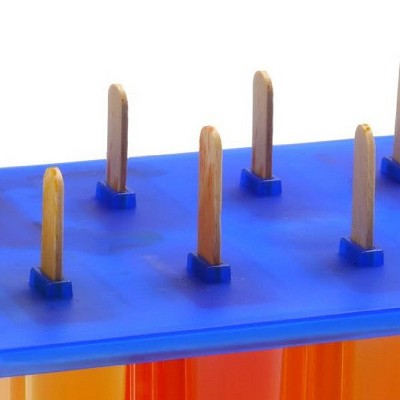 Blue and White BPA-Free Plastic Popsicle Maker with Wooden Sticks