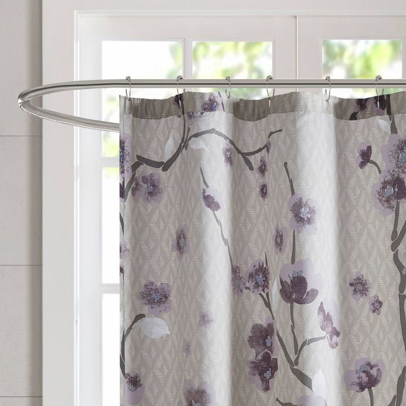 Sakura Cotton Printed Shower Curtain - Purple, 4 of 6