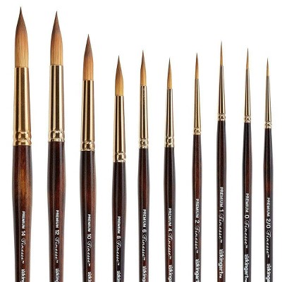 KINGART Finesse 8020 Ultra Round Series Kolinsky Sable Synthetic Blend Premium Watercolor Artist Brushes, Gift Box, Set of 10
