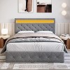 Grey Queen Upholstered Platform Bed with Modern Headboard, Ambient Headboard Design, No Box Spring Needed, Easy Assembly Sleek Neutral Bedroom Upgrade - 3 of 4