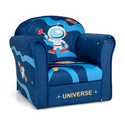 Infans Kids Sofa Toddler Upholstered Armrest Chair w/Solid Wooden Frame Navy