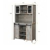 Dark Brown 70" Tall Farmhouse Coffee Bar Cabinet, Sliding Barn Doors Wine Bar Cabinet with Storage Shelves, Hutch Cabinet with 6 Bottle Wine Rack and - 2 of 4