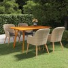 vidaXL Modern Patio Dining Set - 5 Piece, Solid Acacia Wood Table with Weather-Resistant PE Rattan - Brown, Dark Gray Cushions - 2 of 4