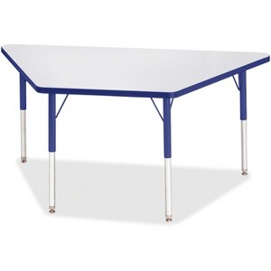 Jonti-Craft Berries Adult-Size Gray Laminate Trapezoid Table (30 x 60) in Blue - 1 of 2