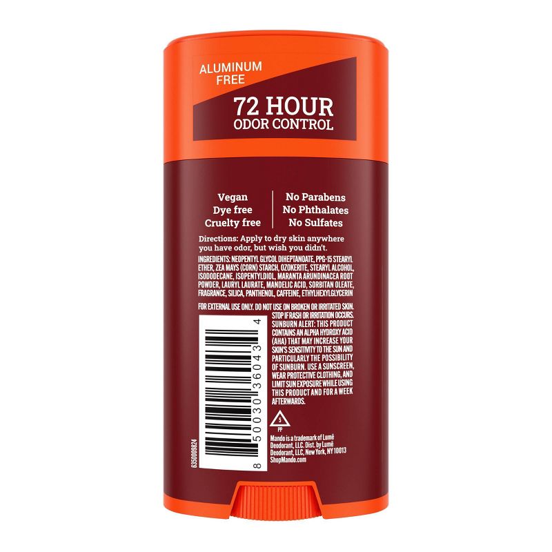 Mando Whole Body Deodorant - Men&#8217;s Aluminum-Free Smooth Solid Stick Deodorant - Bourbon Leather - 2.6oz, 3 of 12