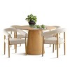 Modern Dining Set for 4 ,Oak Wood 46" Round Dining Table with Upholstered Boucle Dining Chairs with Curved Arm and Back for Small Space-Tanpinhause - 2 of 4