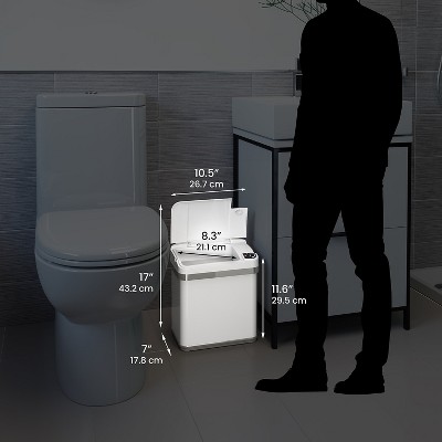 White Stainless Steel Touchless Sensor Kitchen Trash Can