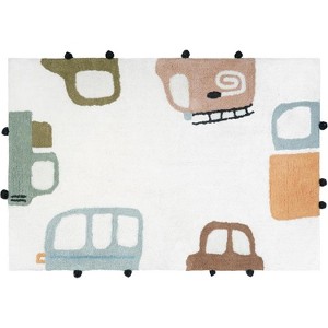 HomeRoots 3' X 4' Blue Brown And White Transportation Youthful Washable Area Rug - 1 of 4