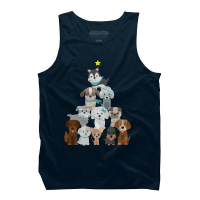 Men's Design By Humans Christmas Tree Dogs By GiftsIdeas Tank Top