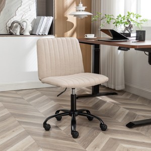 Office Chair Armless Modern Fabric Seat with Adjustable Height and Swivel Base for Home Office -3irtyhousy - 1 of 4