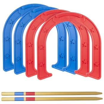 GoSports Giant Horseshoes Set - Made from Durable Plastic with Wooden Stakes