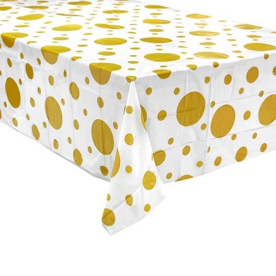 Juvale 6 Pack Disposable Plastic Tablecloth Table Covers Birthday Party Supplies, White & Gold 54x108"