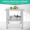 Stainless Steel Table, Heavy-Duty Metal Commercial Prep Table with Open Storage Racks for Restaurant Kitchens, Home, Hotels, Food Preparation - 3 of 4