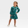 Toddler Girls' Bluey Velour Dress - Teal Blue - image 3 of 3