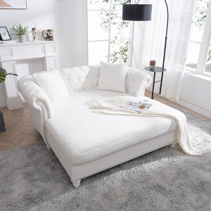 GDFStudio Marion 63"W Oversized Upholstered Chaise Lounge with 2 Pillows - 1 of 4