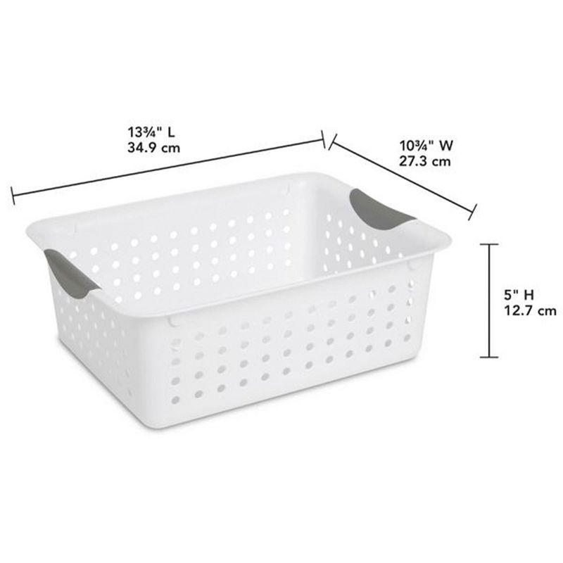 Sterilite Ultra Ventilated Open Top Plastic Storage Organizer Basket with Gray Contoured Carrying Handles, 4 of 8