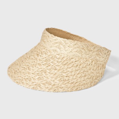 Sun Cube Womens Straw Visor Hat, Wide Brim Straw Sun Hat Visor