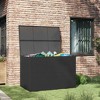 Outdoor Storage Box Black PE Rattan, Powder-Coated Steel - 3 of 4