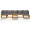 vidaXL Garden Lounge Set Dark grey cushions, natural wood - 3 of 4