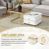 Whisen 2-in-1 Square Nesting Tempered Glass MDF Table Top Coffee Tables with Drawers and Wheels - 3 of 4