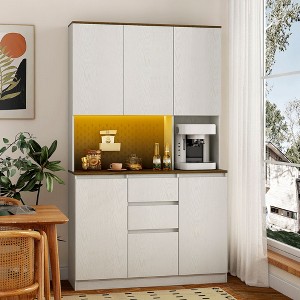 CENGHU Kitchen Pantry Cabinet with Charging Station,Freestanding Kitchen Hutch with Microwave Stand, for Kitchen,Living Room,Dinning Room - 1 of 4