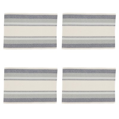 Blue and White Cotton Striped Rectangle Placemats Set