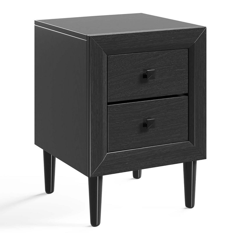 Costway Nightstand End Bedside Coffee Table Wooden Leg Storage Drawers Black\Grey, 1 of 9