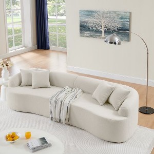 Kumasinova Modern Minimalist Lazy Sofa, Lamb's Wool Fabric Curved Modular Sectional Sofa, No Assembly, High-Density Foam, Couch for Living Room - 1 of 4