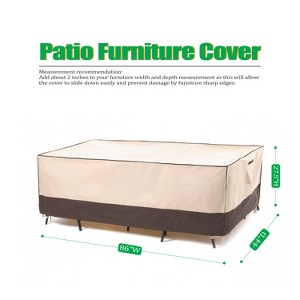 F&J Outdoors Premium Waterproof Outdoor Patio Rectangular Table Cover - Beige+Coffee - 1 of 4