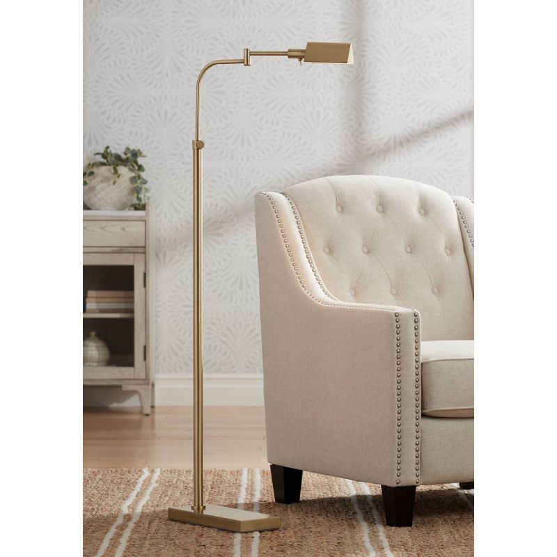 Possini Euro Design Keegan Traditional Pharmacy Floor Lamp 54 1/4" Tall Warm Gold Adjustable Swing Arm Metal Tent Shade for Living Room Reading, 2 of 10