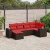 vidaXL 6 Piece Patio Sofa Set with Cushions Brown Poly Rattan - 2 of 4