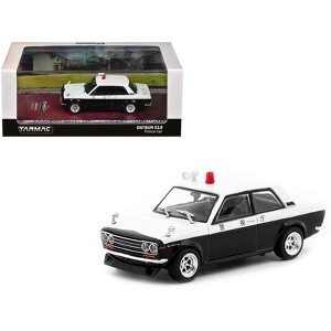 Datsun 510 "Japanese Police" Black and White "Road64" Series 1/64 Diecast Model Car by Tarmac Works - 1 of 4